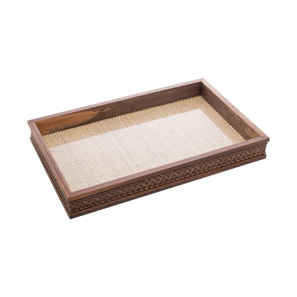 Bandeja Woodart de Madeira Trançado com Sisal 30cm x 17cm em Oferta na Shopee