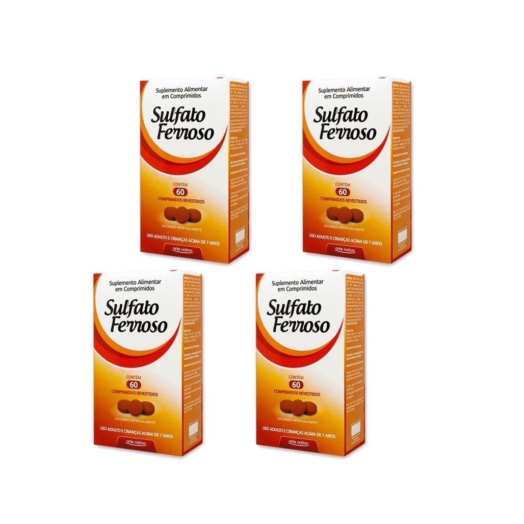 Kit 4 Suplemento Alimentar Sulfato Ferroso 60Cpr Arte Nativa