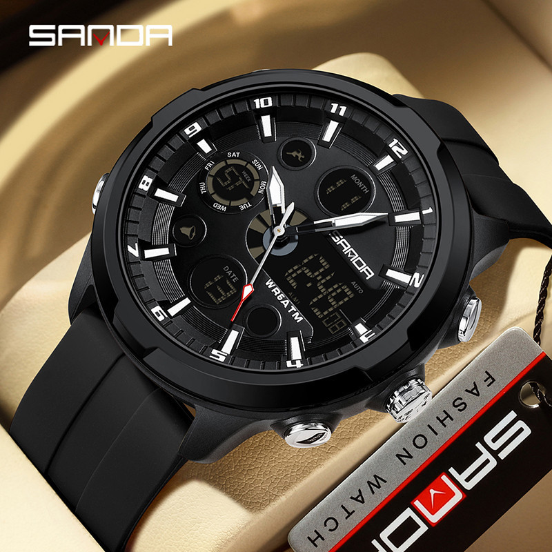 Sanda New Relógio Eletrônico Masculino Moda E Lazer Noturno À Prova D'água Multifuncional ...