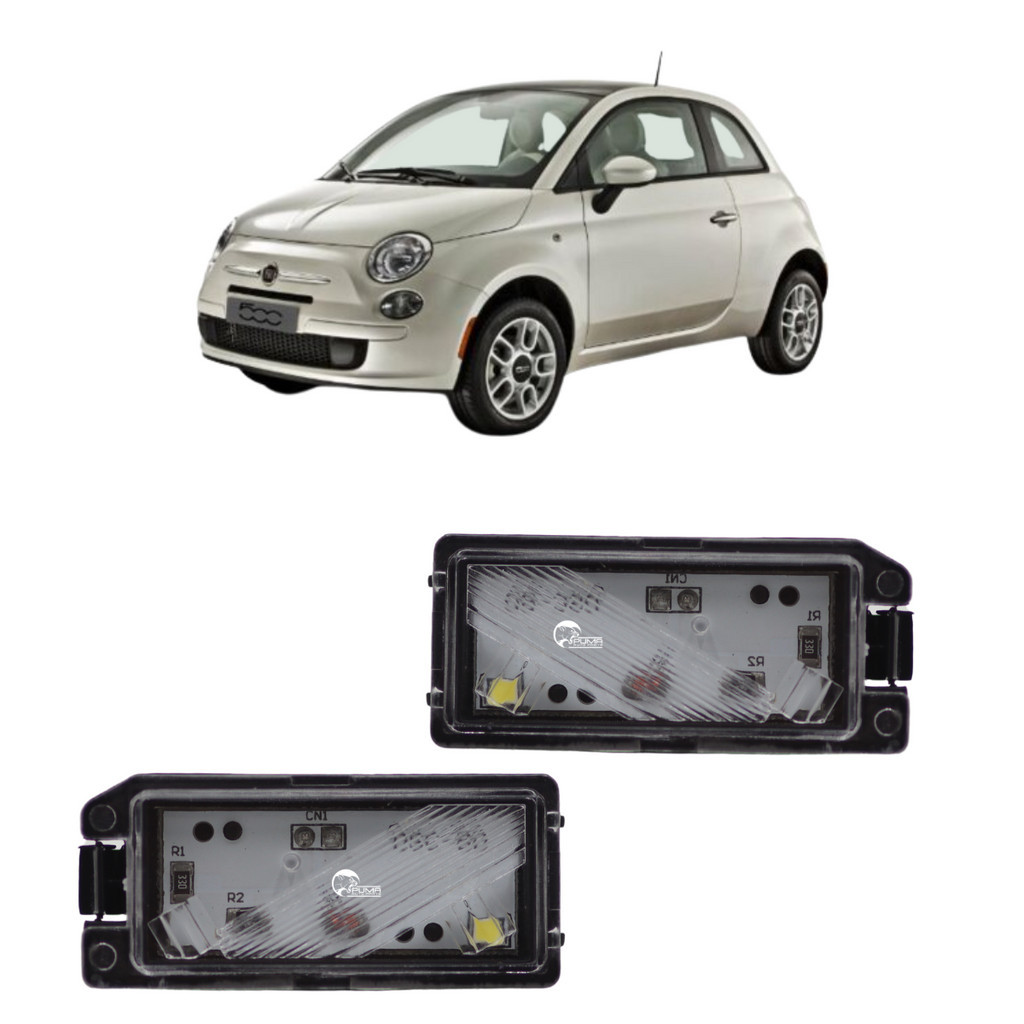 Par Lanterna Luz De Placa com LED Conector Redondo Fiat 500 2012 em diante