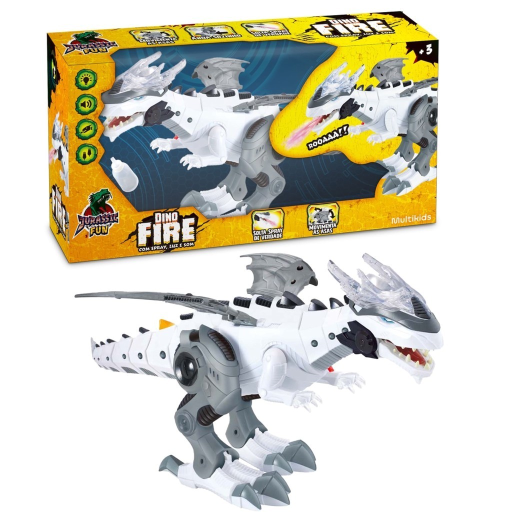 Brinquedo Dinossauro Jurassic Fun Dino Fire para Crianças a Partir de 3 Anos Pilhas não Inclusas Multikids - BR1770 em Oferta na Shopee