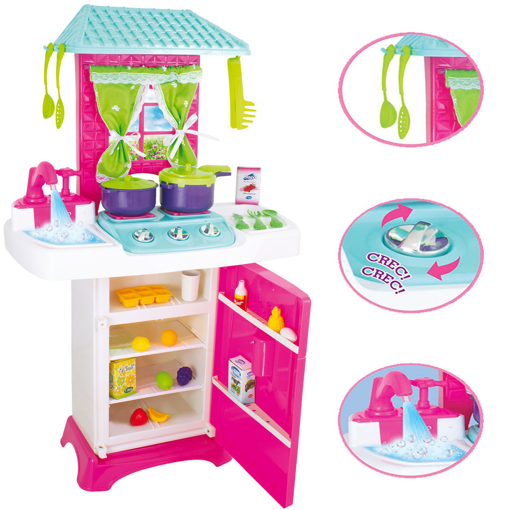 Cozinha Infantil Menina Completa Fogão Grande 74cm C/ Geladeira Acessórios Lançamento