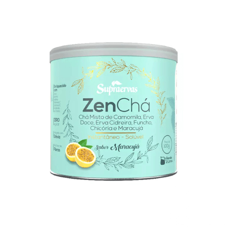 Imagem Chá Solúvel ZenChá - Camomila, Erva Doce, Cidreira, Funcho 100g - Calmante e Relaxante Anti-Estresse - Zero Açúcar
