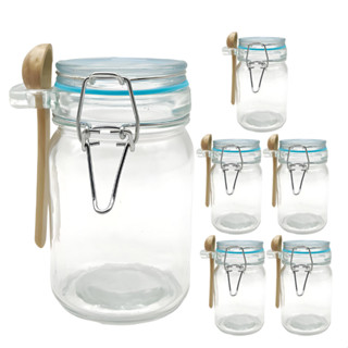 Kit 6 Pote De Vidro Hermético Tampa com Trava 280ml Com Colher De Bambu em Oferta na Shopee