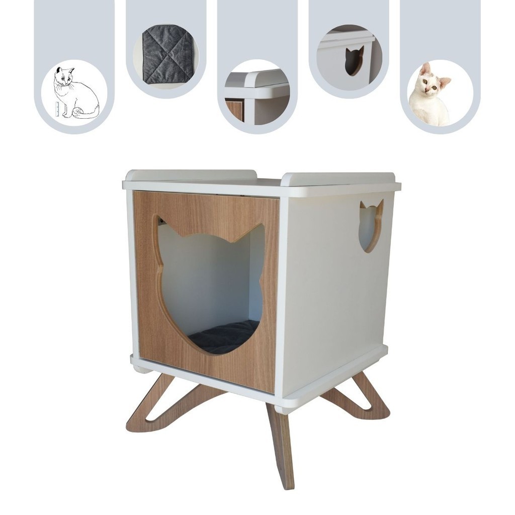 Casinha Gato Mesa Cabeceira PET MDF Modelo Felino
