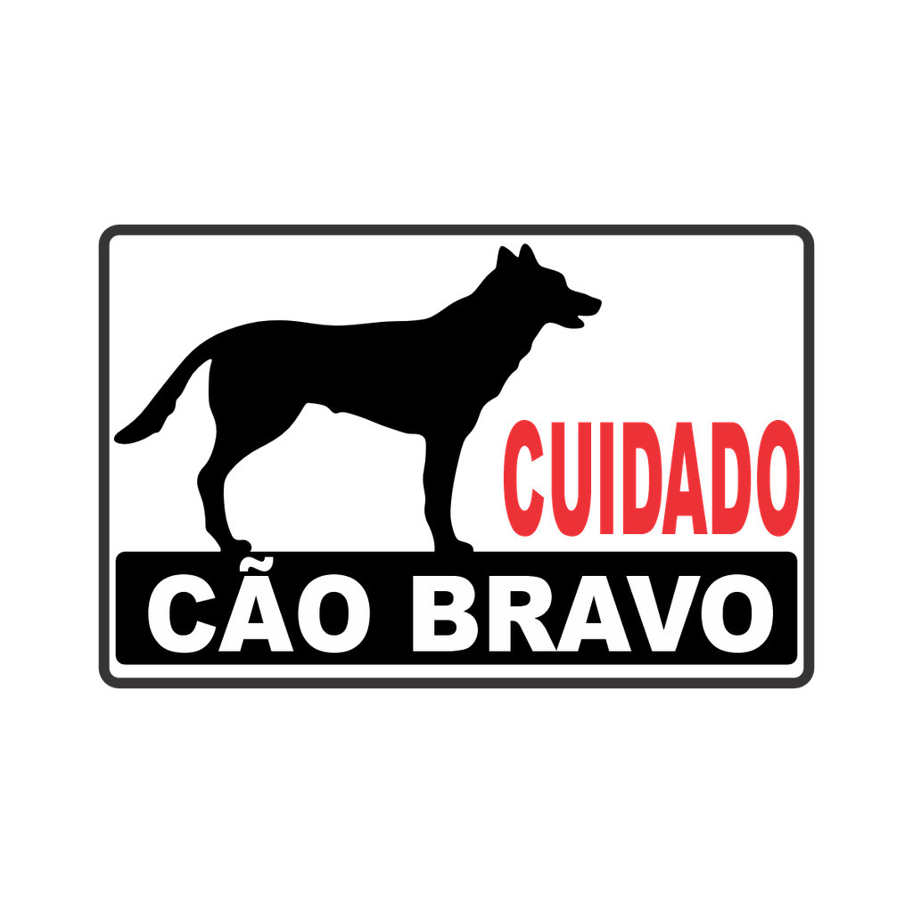 Placa Cuidado Cão Bravo Orientação Sinalização Resistente a Sol e Chuva Uso Externo Portao Muro em Oferta na Shopee