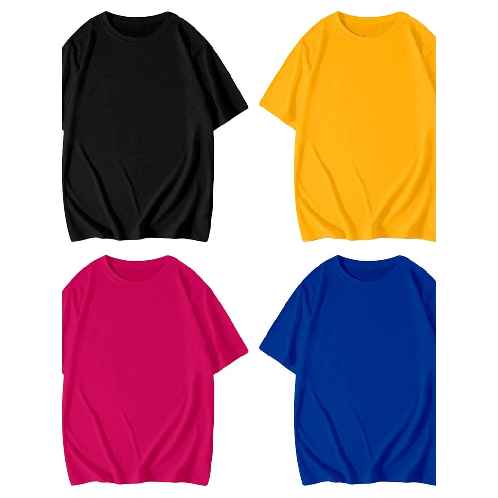 T Shirt Conjunto Camiseta Sem Estampa Básica Larga Blusa Kit Peças Quatro Lisa Longa Sortidas Camisa