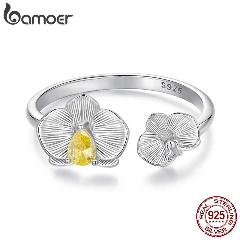 Bamoer 925 Sterling Sliver Anel Aberto Phalaenopsis Moda Joias Presentes Para Mulheres em Oferta na Shopee