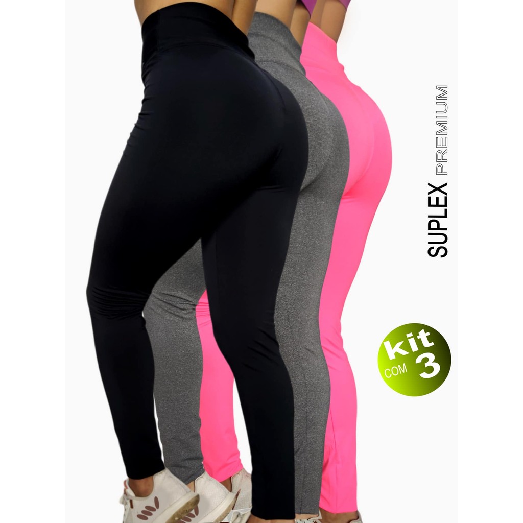 KIT c/3 CALÇA LEGGING Casual Fitness Academia Treino Corrida Ginastica Yoga Calca Esporte Dia Dia