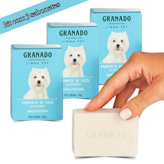 Kit 3 Sabonetes de Coco 100g Ou Glicerina 90g Granado Pet Limpeza Profunda Hidratação Brilho Natural para Cães e Gatos em Oferta na Shopee