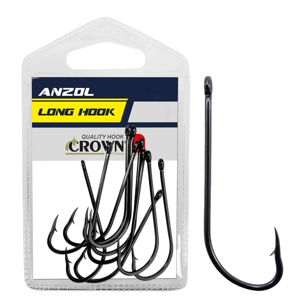 Anzol Long Hook Black - Crown em Oferta na Shopee