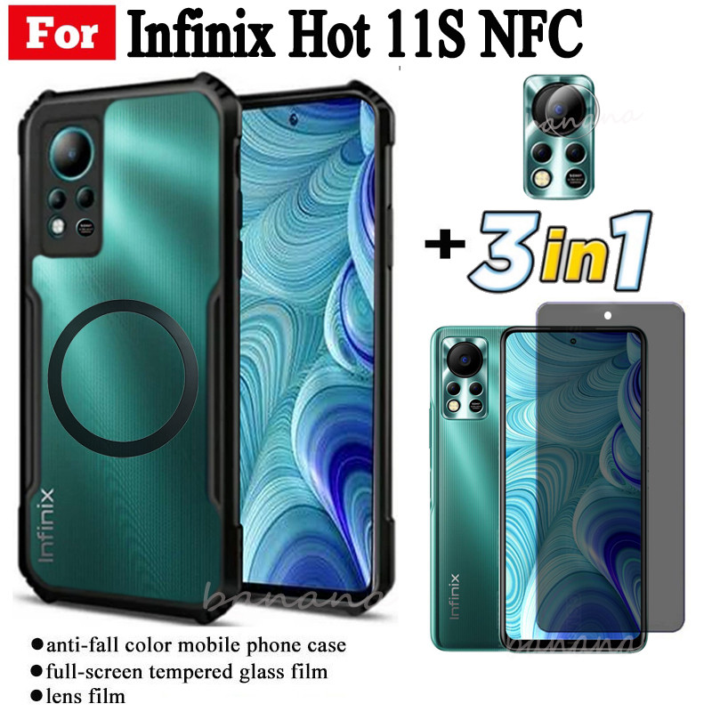 3 Em 1 infinix Hot 11s NFC Capa De Telefone À Prova De Choque Com Adesivo Magnético De Carregamento Sem Fio Para 10s Pri