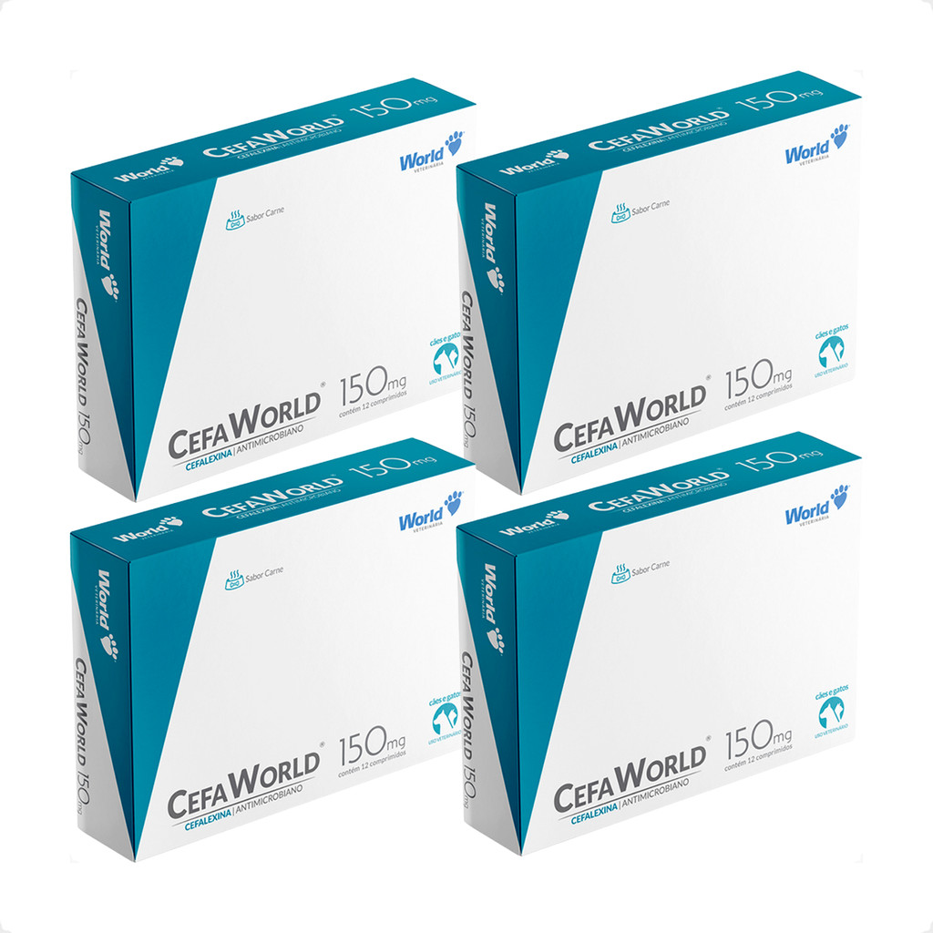 kit 4 CefaWorld 150mg para Cães e Gatos - 12 Comprimido em Oferta na Shopee