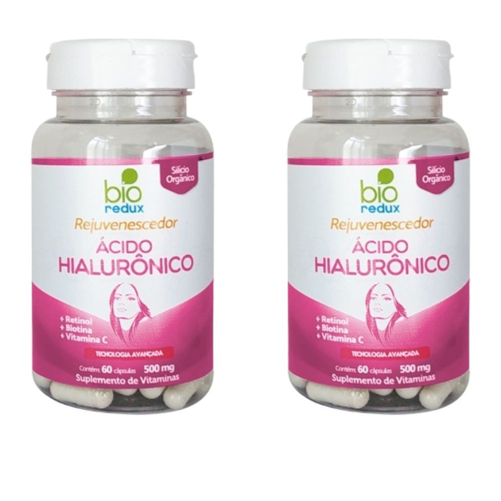 Kit 2 Bio Redux Rejuvenescedor - Ácido Hialurônico (+ Retinol + Biotina + Vitamina C) em Cápsula 60 Cáps - Bio Redux