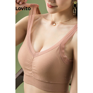 Lovito Sutiã Casual Com Costura Em Tecido De Renda Lisa Para Mulheres LNA41082