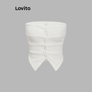 Lovito Regata Casual Lisa Franzida Para Mulheres L77ED467