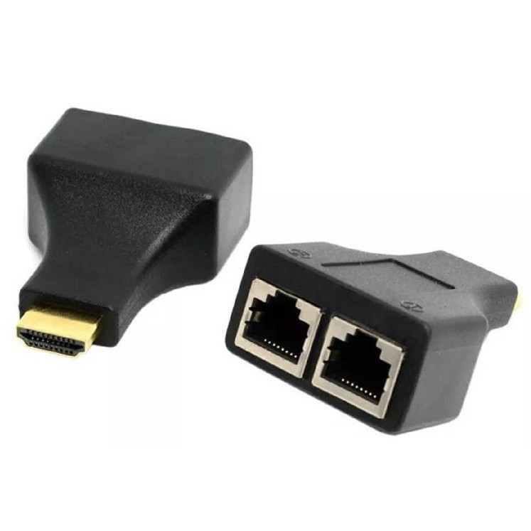 Adaptador HDMI via Cabo de Rede RJ45 Extensor HDMI Macho para 2 Portas RJ45 Par Conversor