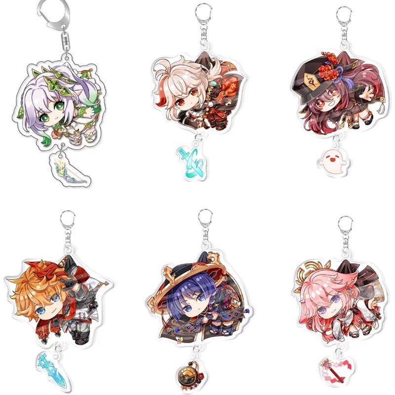 2024 Bonito Jogo Dos Desenhos Animados Kawaii Cosplay Chaveiro Yae Miko Wanderer Tartaglia Nahida Kaedehara Kazuha Hu Ta