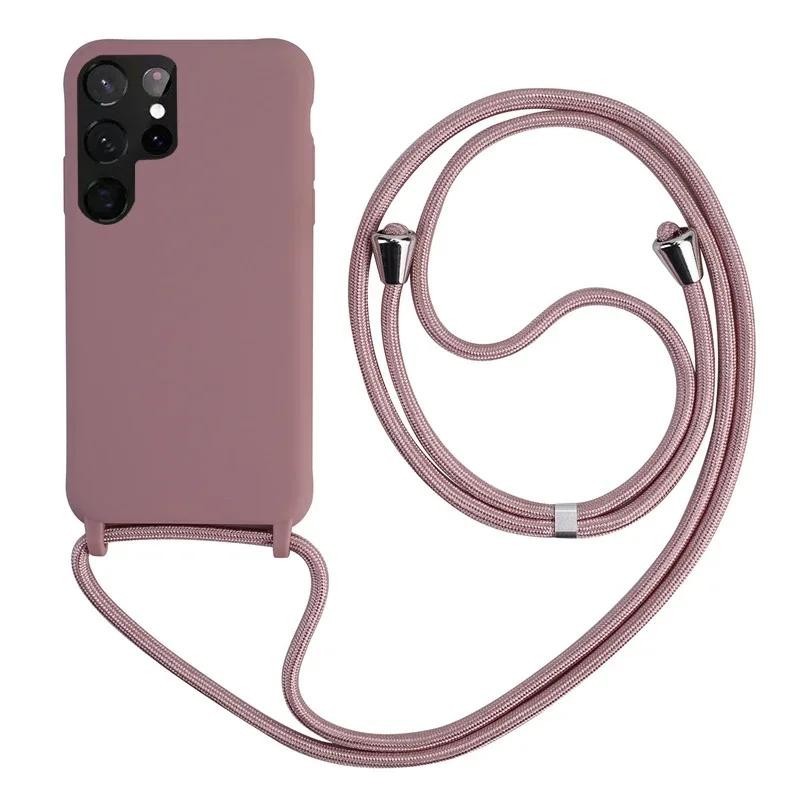 Crossbody Colar Cordão Caso De Telefone Para Samsung Galaxy S26 Ultra S25 S24 S23 S22 S20 S21 Plus FE Nota 20 Macio Sili