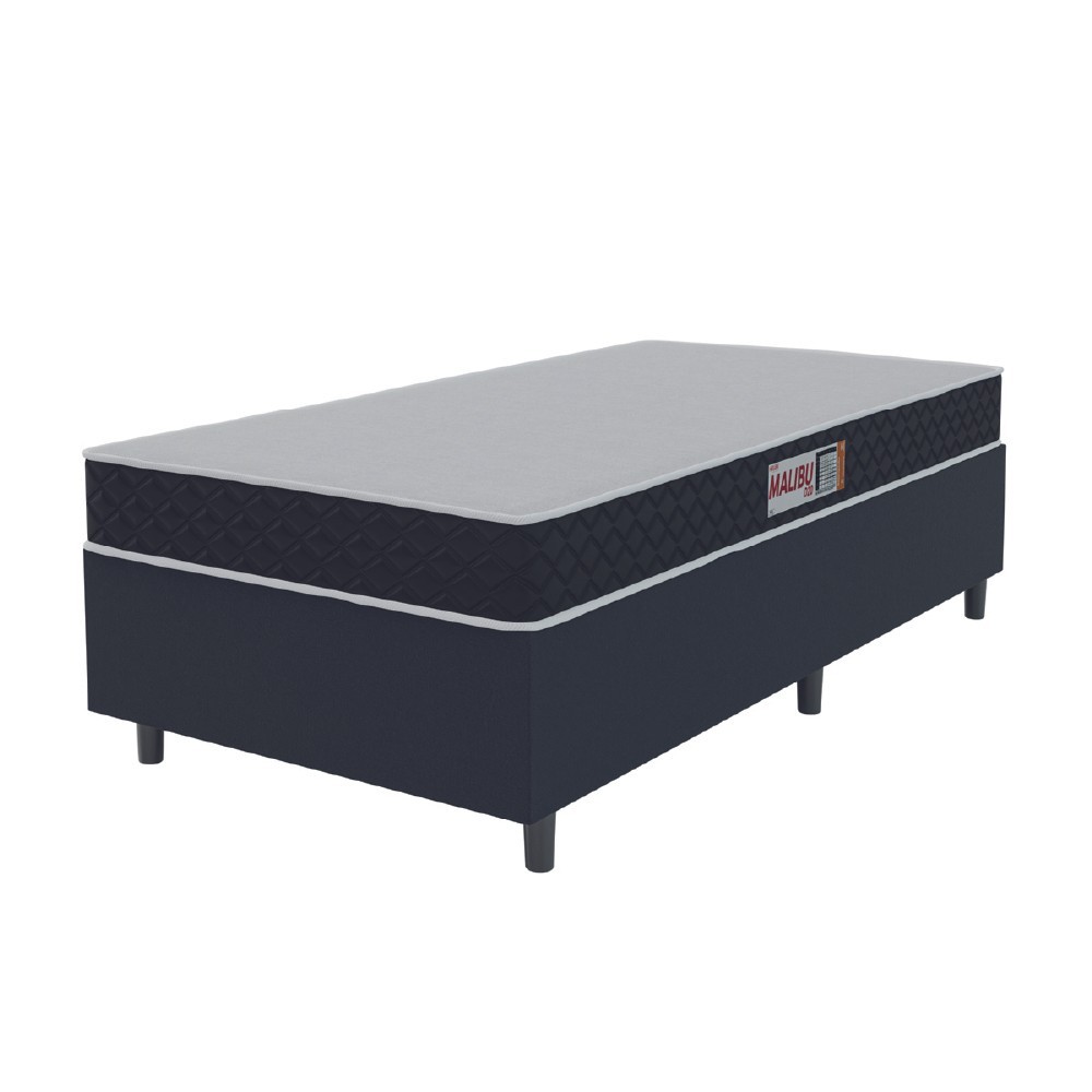 Cama Box Colchão Solteiro Espuma D20 Malibu 78x188x50cm Preto / Branco Hellen - Home & Living