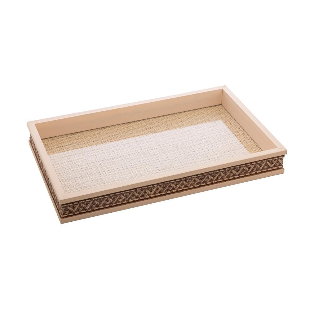 Bandeja Woodart de Madeira Trançado com Sisal Bege 37,5cm em Oferta na Shopee