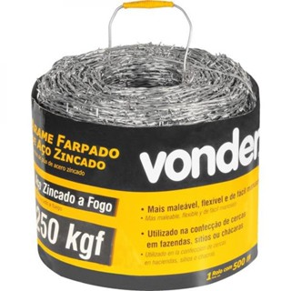 Arame farpado 250kgf rolo 500 metros - Vonder