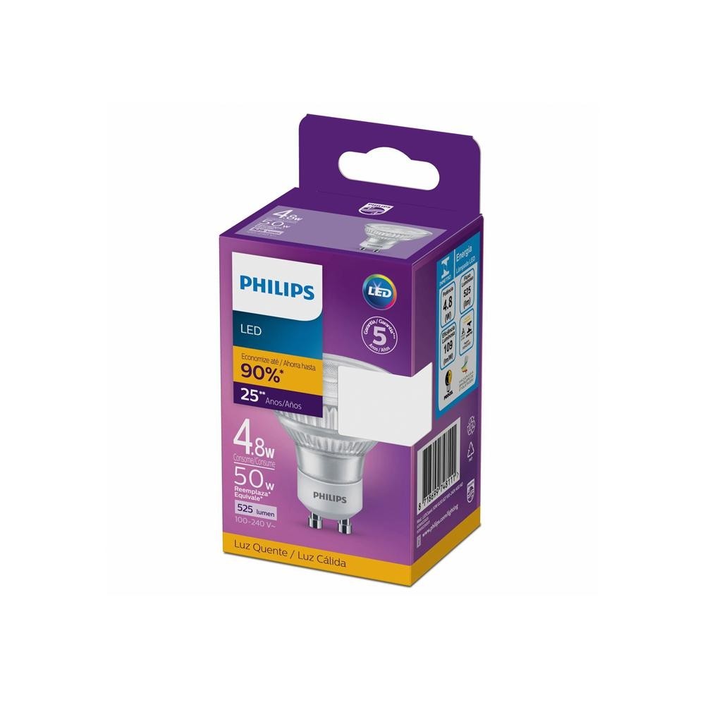 Lâmpada Led Philips dicróica 4.8W amarela BV GU10 - Home & Living
