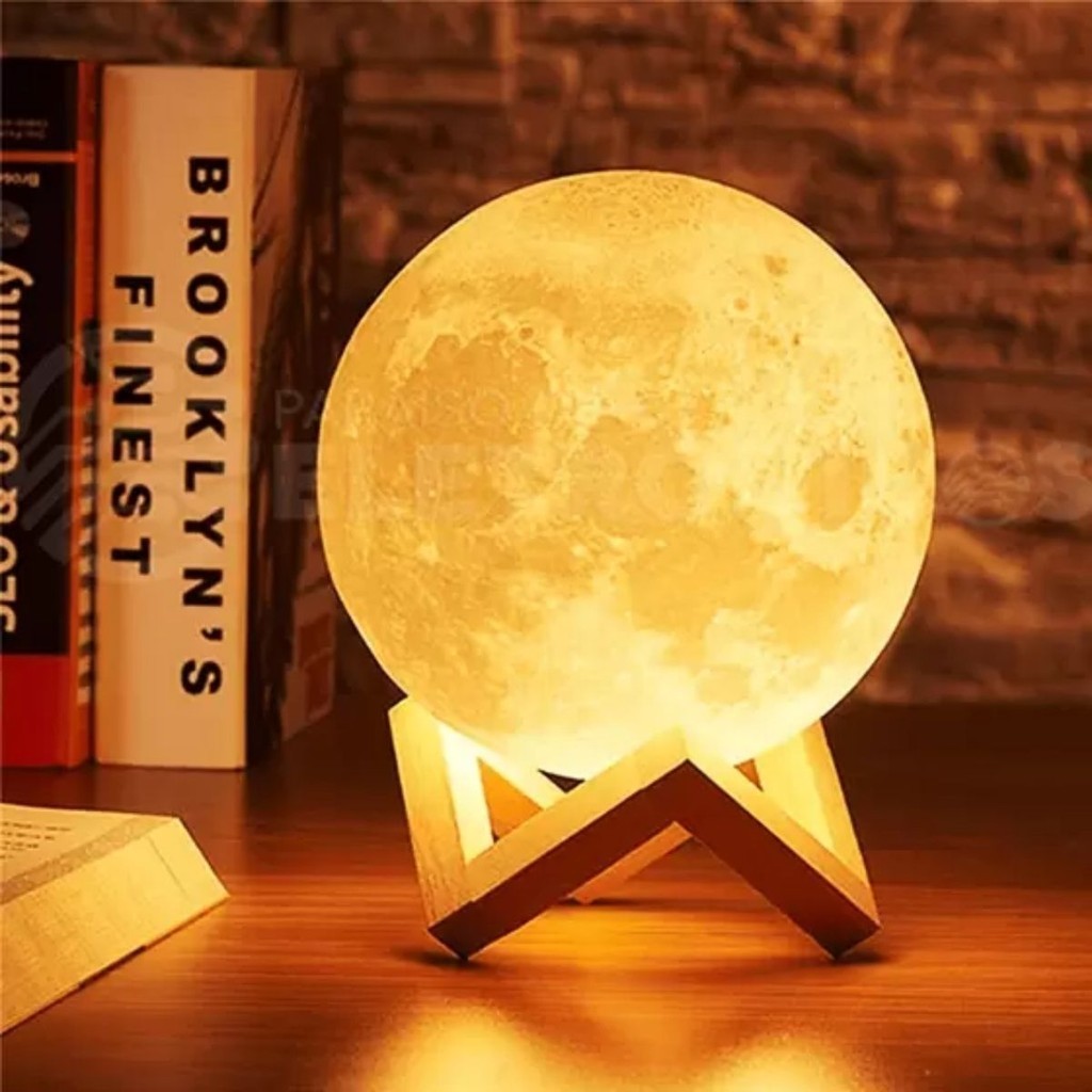Luminária De Lua Cheia 3d Led Abajur Decoração