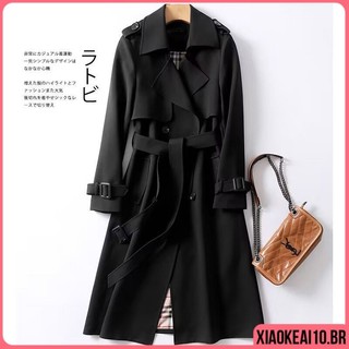 Sobretudo Feminino  Trench Coat Longo Social Para Frio Novo Plus size Moda De Inverno Com Forro Elegante Casaco Preto GG