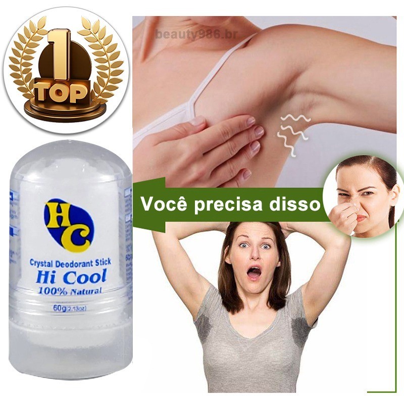 Desodorante Natural Pedra Cristal De Sal 60g Unisex Hi Cool
