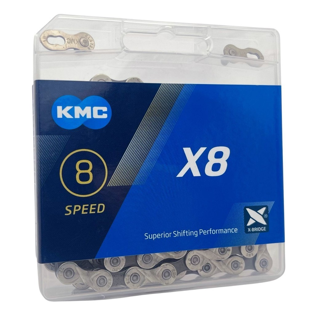 Corrente 8v Kmc X8 Silver 116 Elos + Power Link 3x8v 16v 24v 7v 21v MTB Speed