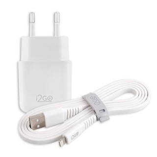 Kit Carregador De Parede + Cabo Lightning i2GO 2,4a Branco em Oferta na Shopee