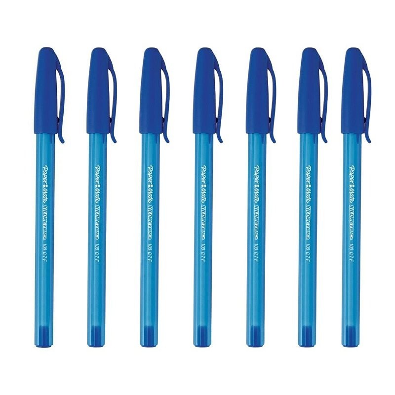 Caneta Kilométrica 100 Ponta Fina 0.7mm Azul Papermate - 12 Und