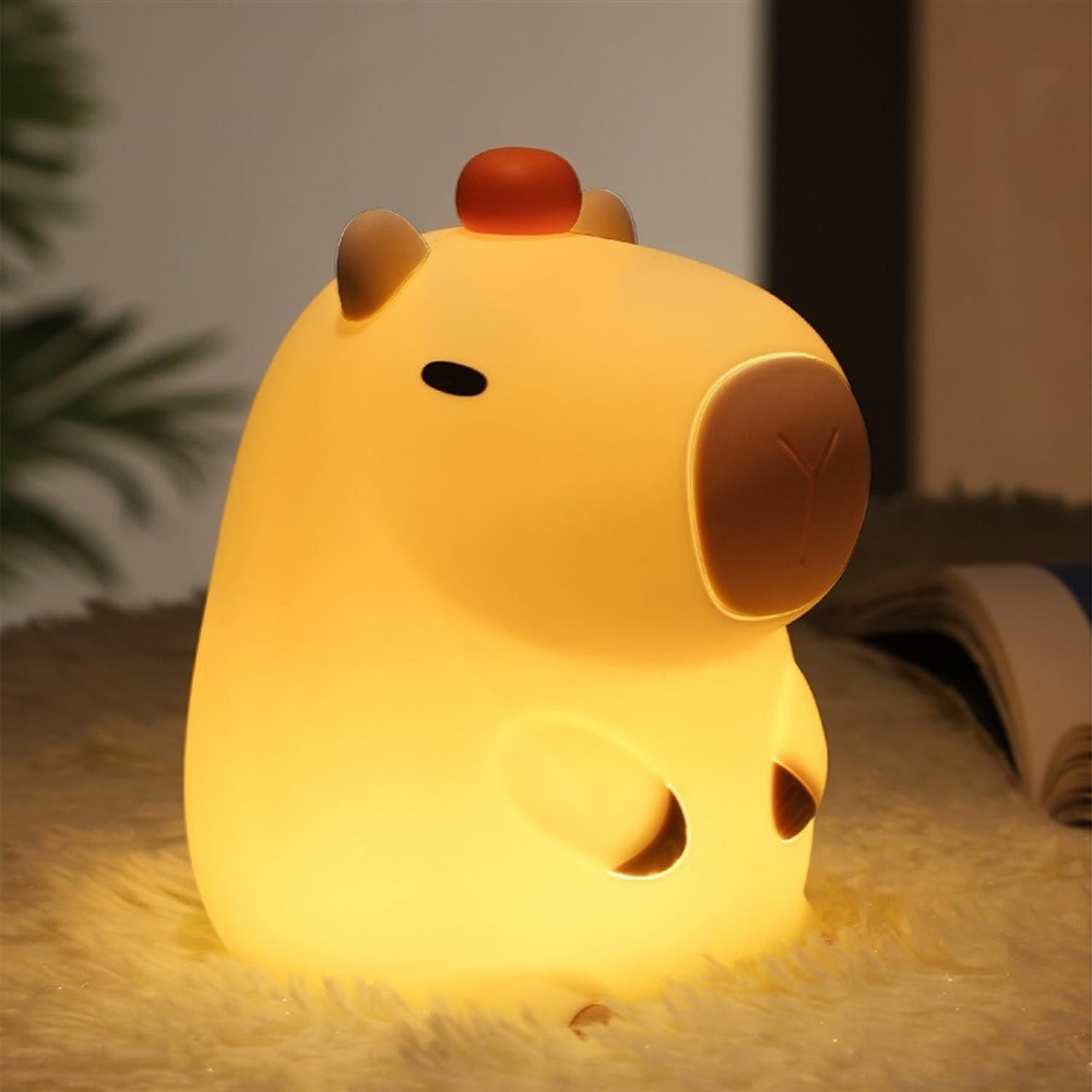 Lâmpada Noturna De Silicone Capivara Com Controle De Toque Alta Qualidade