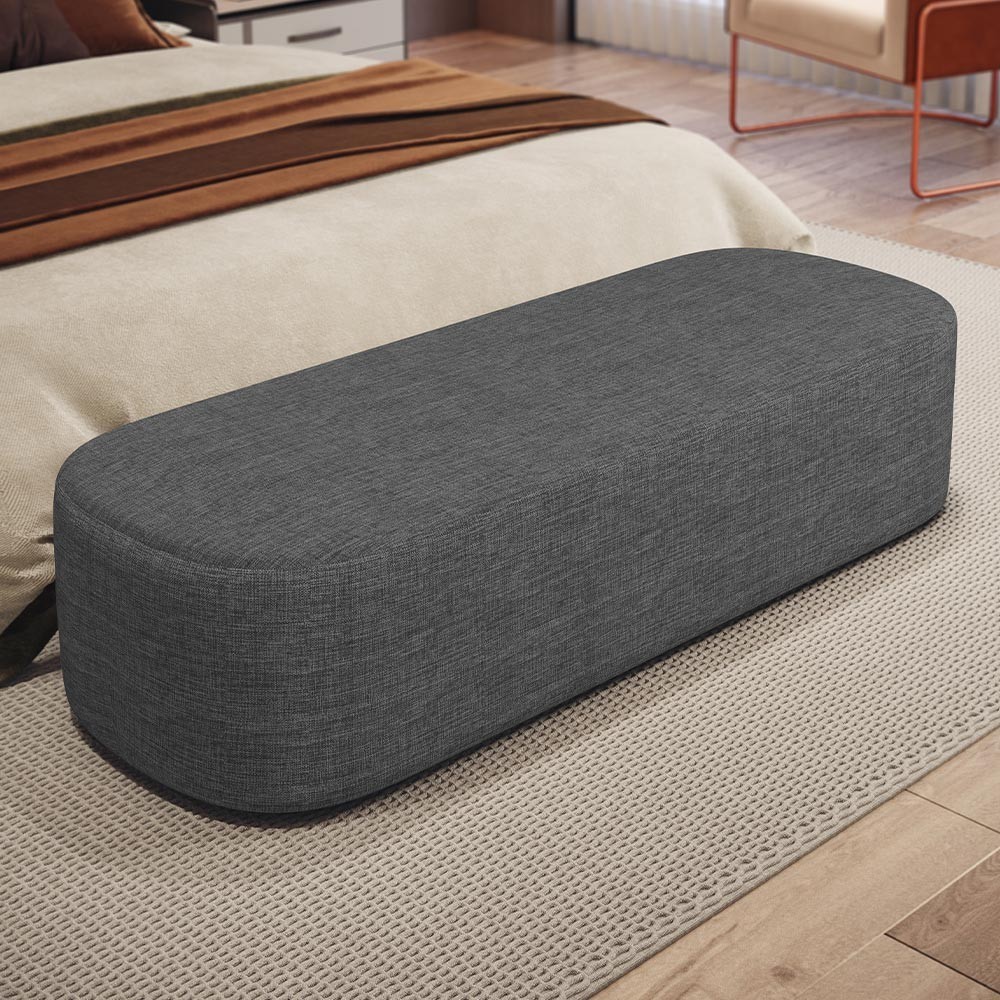 Puff Decorativo Orgânico para Living Quarto 160cm Doha W01 Linho Cinza Escuro - Lyam Decor em Oferta na Shopee