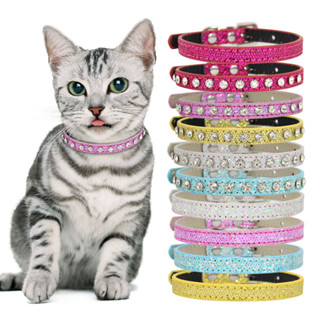 Colar de gato de Rhinestone, cor de doce adaptável Reflexo Luz de segurança Buckle Neck Strap em Oferta na Shopee