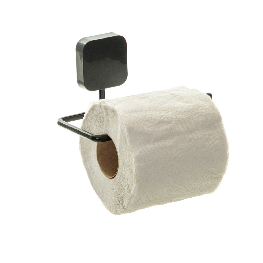 Suporte Papeleira Porta Papel Higiênico Parede Banheiro Aramado Alta Fixação Adesiva Preto