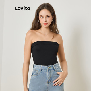 Lovito Casual Body com Ombros de Fora Simples para Mulheres L77ED419