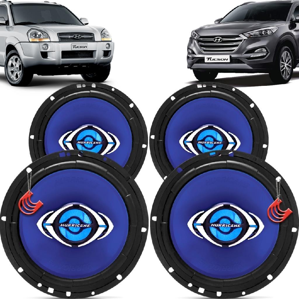 Kit Alto Falantes Dianteiros e Traseiros Hyundai Tucson 2005 até 2022 - Hurricane Class 520w