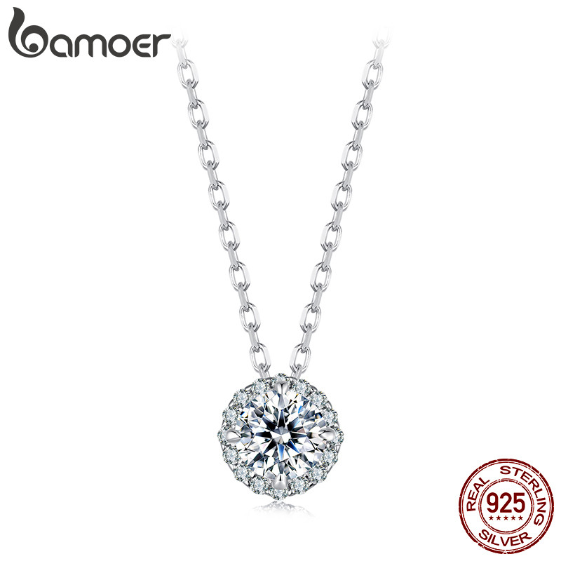 Colar Bamoer 925 Sterling Sliver Brilhando 0.5 CT Moissanite Joias Presentes Para Mulheres em Oferta na Shopee