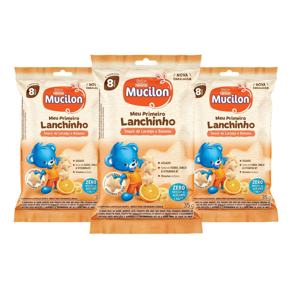 Kit 3 Lanchinho Mucilon Laranja e Banana 35g