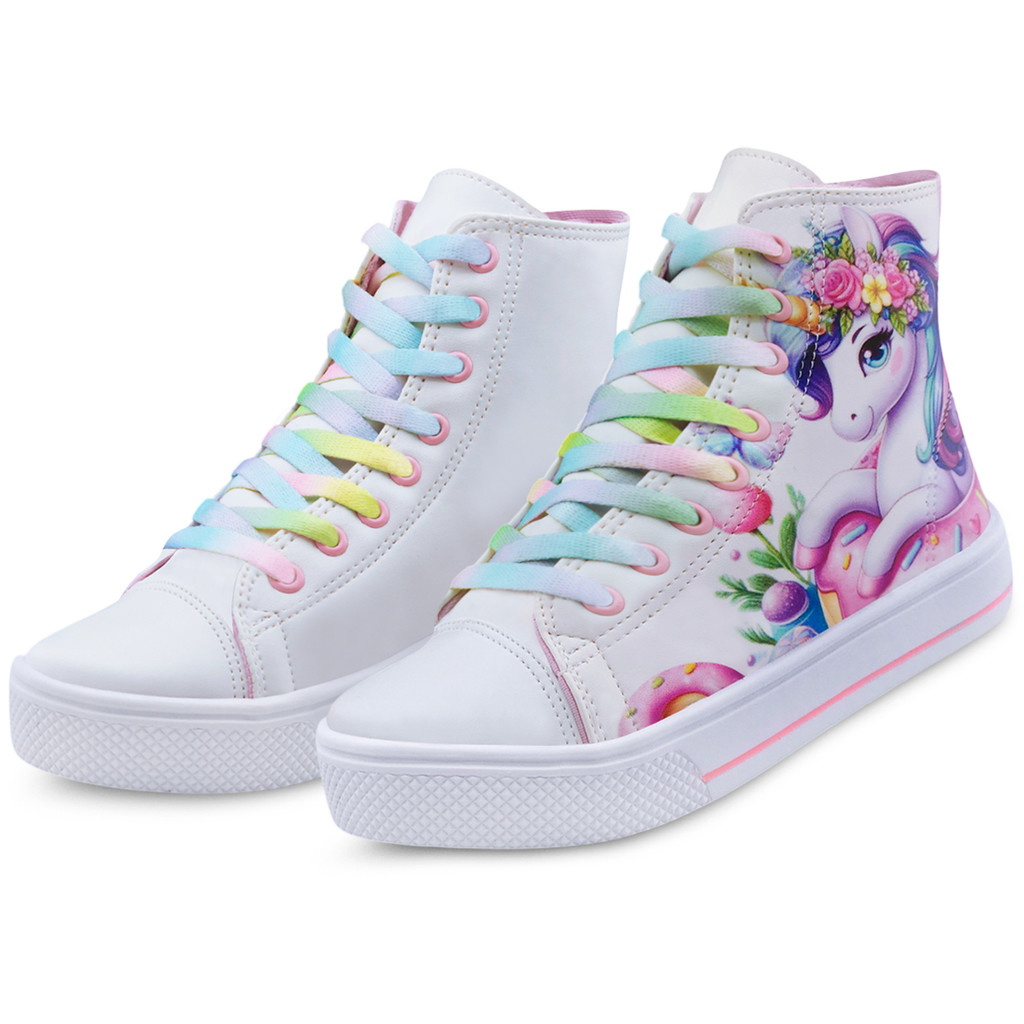Tênis Botinha Cano Alto Menino Menina Branco/Colorido Preto Nude Bege BB&Kids