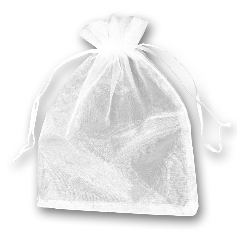 Saquinho de Organza Branco 12cm x 17cm - 10 Unidades
