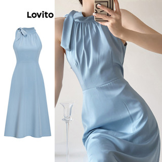 Lovito Vestido De Baile Elegante E Liso Com Renda Para Mulheres L77ED266