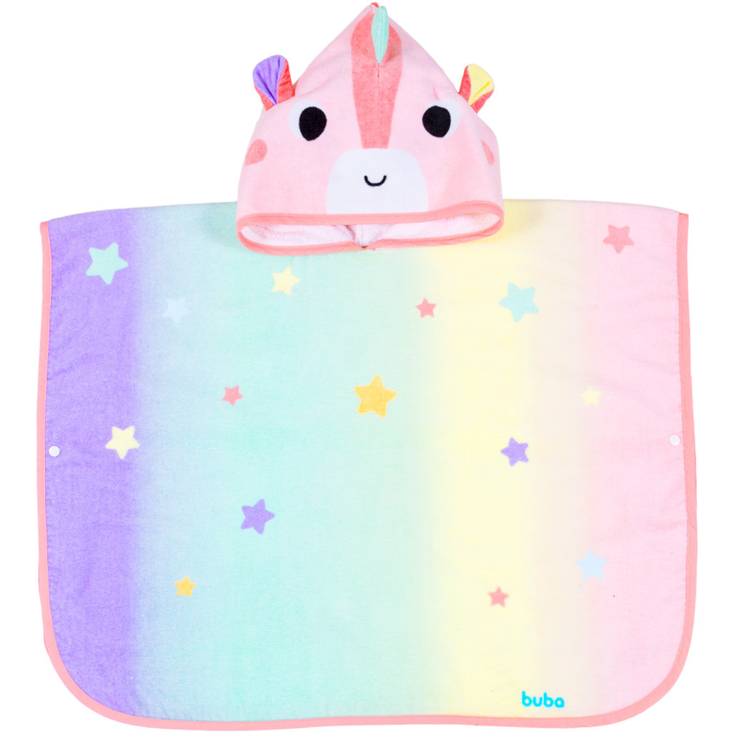 Toalha Infantil Poncho Zoo Unicónio 17066 - Buba em Oferta na Shopee