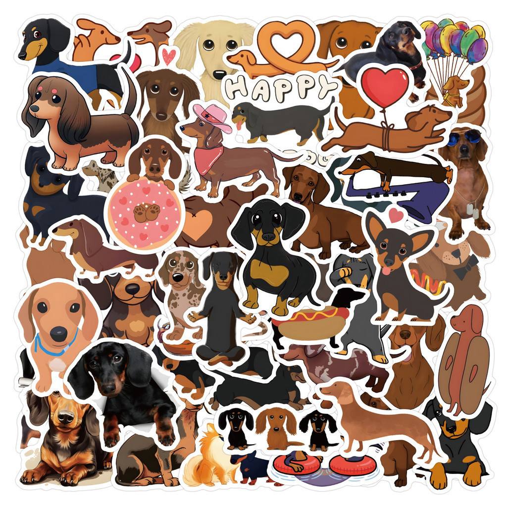 60 Unid . Adesivos De PVC À Prova D'água Para Cães Dachshund Cute em Oferta na Shopee