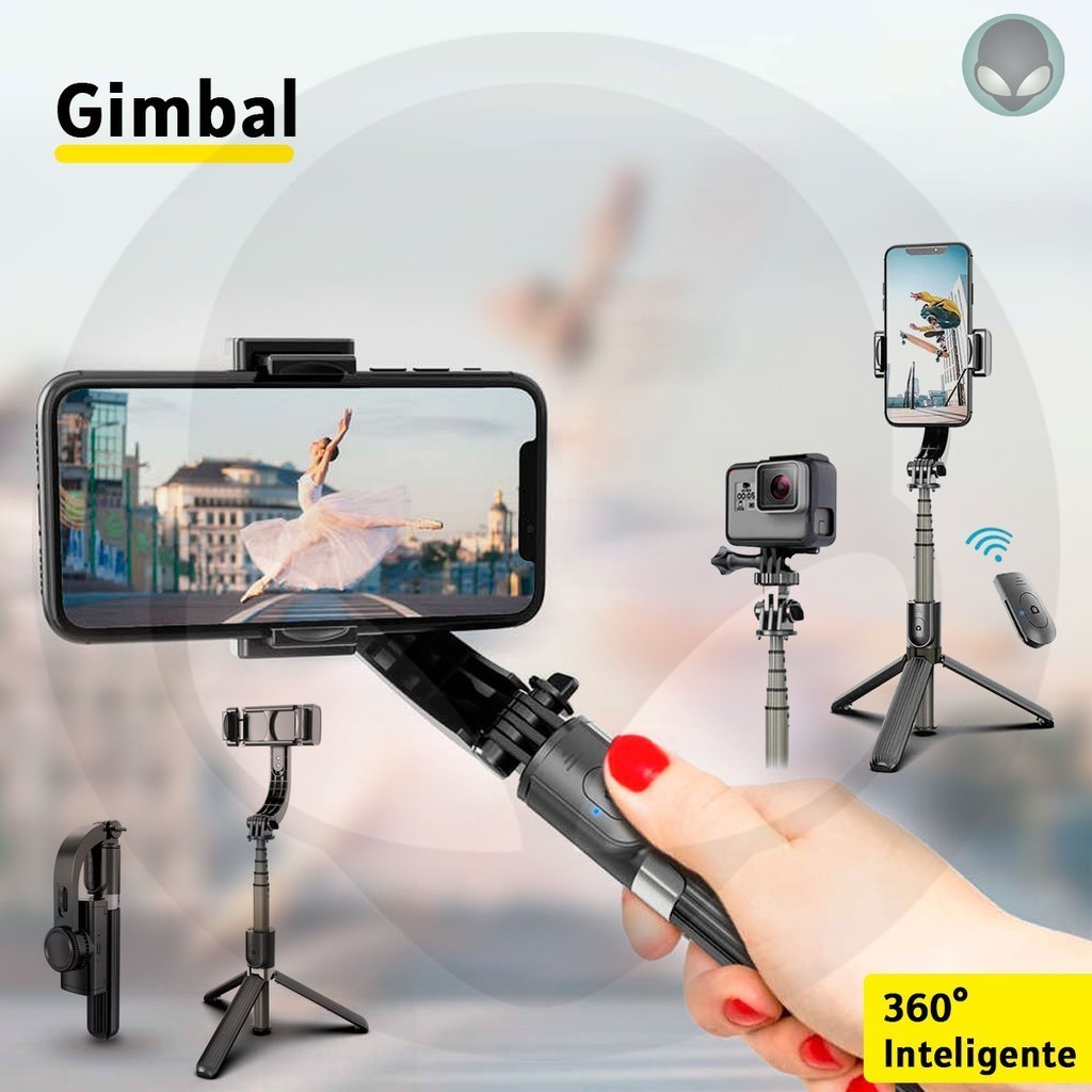 Estabilizador L08 Smartphone Celular Gimbal Bluetooth Tripé Fotos Vídeos Remoto Equilíbrio Estável