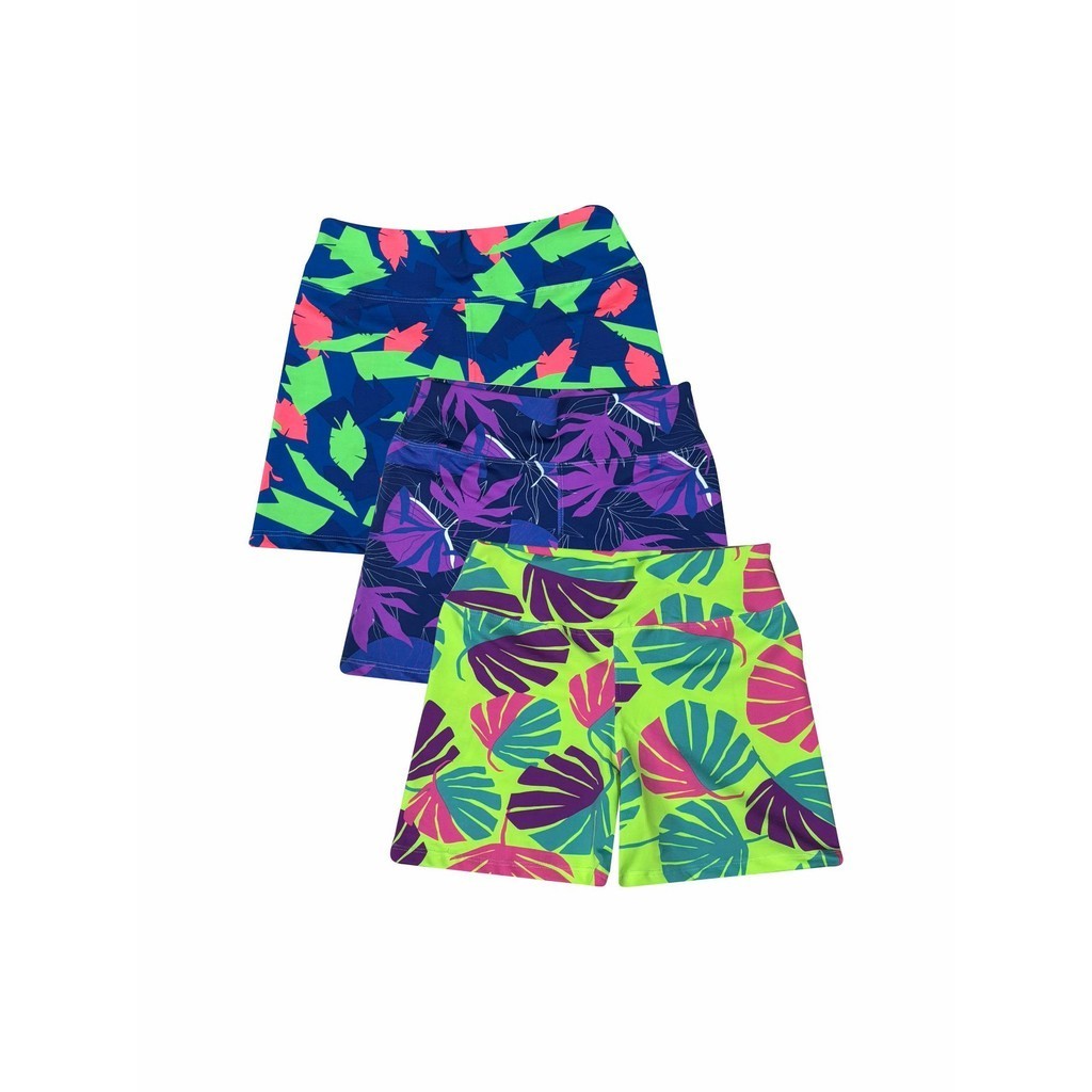 Kit Com 3 Shorts Legging Estampada Academia - Sortidas