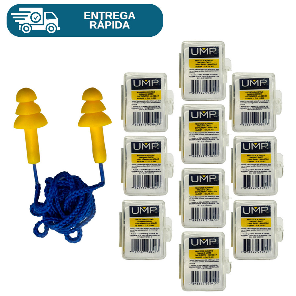 Imagem Kit 10 Protetor Auricular Tipo Plug Copolímero Para Ouvido Abafador De Ruidos Protetor Auditivo
