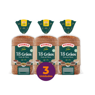 Kit c/ 3 Pão de Forma Vegano 18 Grãos Grão Sabor Wickbold 450g em Oferta na Shopee